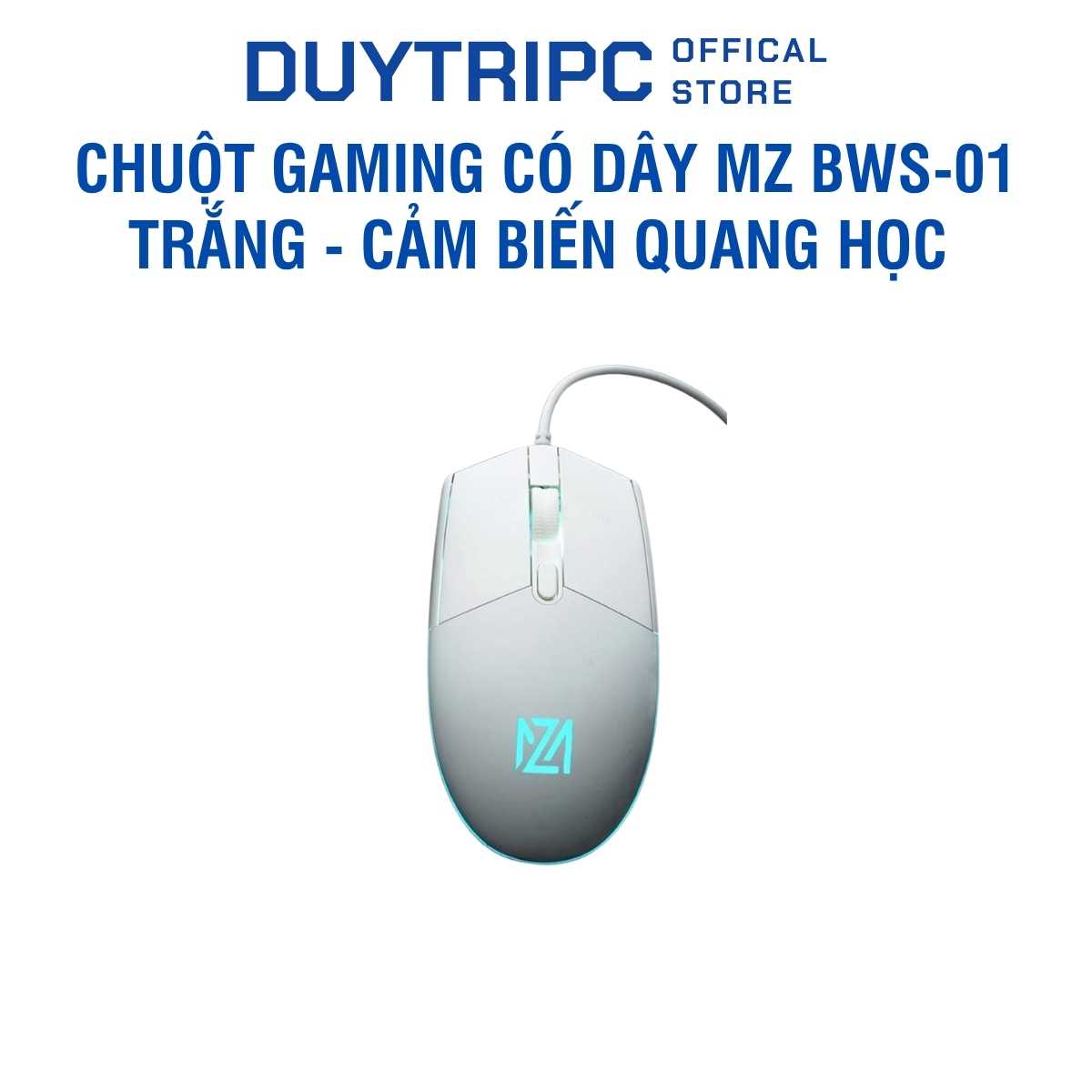 Chuột Gaming có dây MZ BWS-01 Trắng - Cảm biến quang học chính xác, Hệ thống LED RGB rực rỡ, Thiết kế chuyên game độc đáo, Chuột máy tính MZ BWS-01 EZPC chính hãng giá tốt